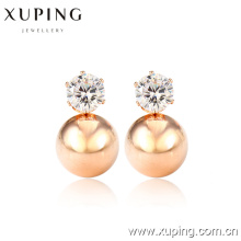 Xuping Gold Perle Diamant Ohrringe, Ohrringe Frau, neueste Trends Perle Ohrring Designs